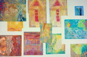 Chabab Tayefeh Mohajer - Gemengde druktechniek, Lot van 11 abstracte composities + boek kaufen? Bieten Sie von 300!