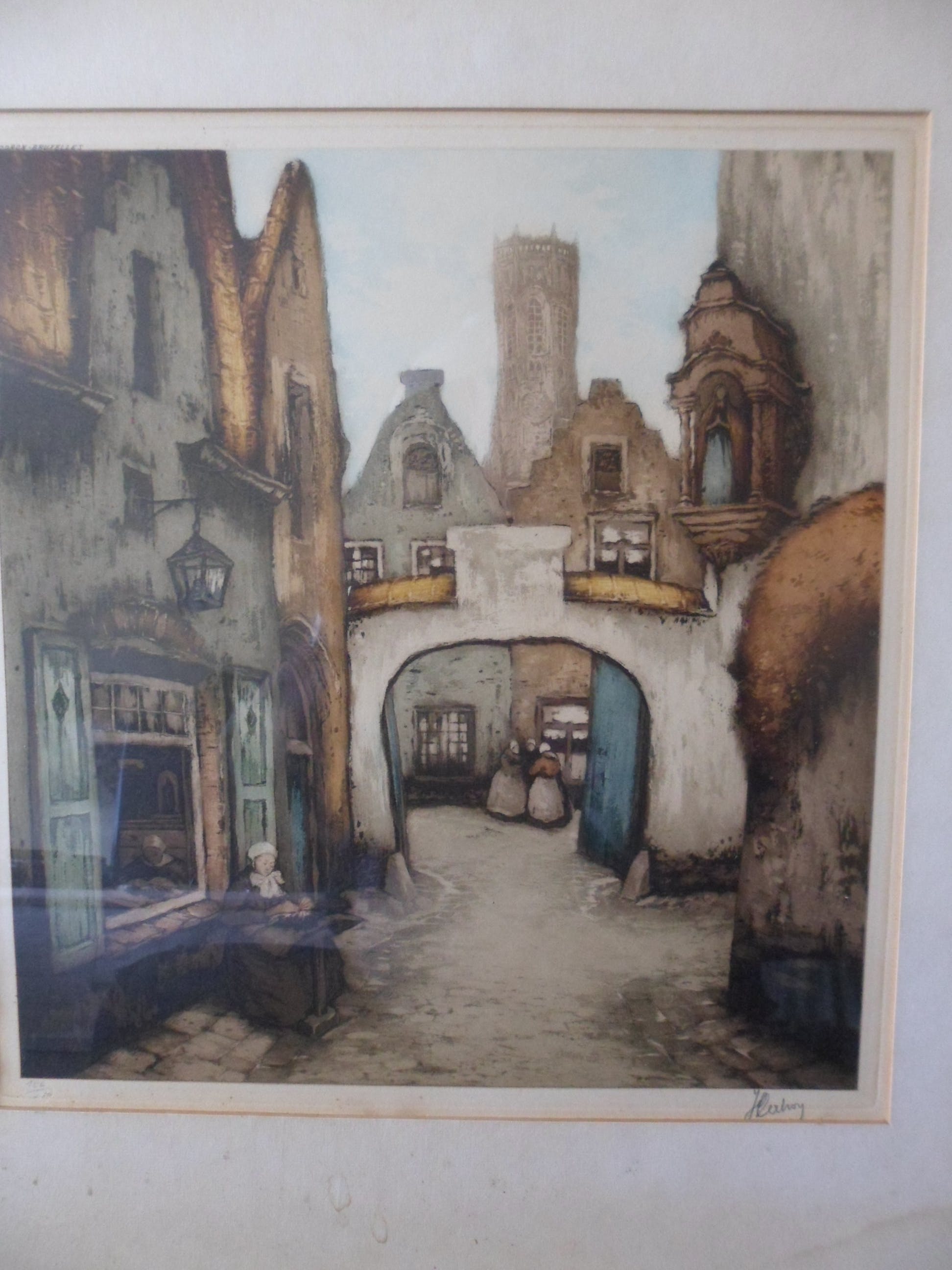 Jef Codron - Kleuren ets: Stadsgezicht te Brussel. kopen? Bied vanaf 1!