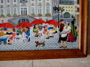 Niet of onleesbaar gesigneerd - Vol terras bij Rathaus Bonn - naïef - Elisa Munker Hanke kopen? Bied vanaf 1!