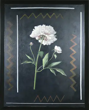 Koosje van Keulen - Olieverf op paneel, Pioenroos (tweeluik) - Ingelijst kopen? Bied vanaf 350!