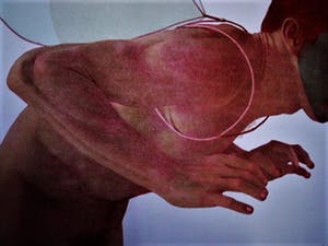 Rodolfo Meli - Toscaans Graficus - Groot Gesigneerd Litho " Zelfportret als Icarus in groen" kopen? Bied vanaf 10!