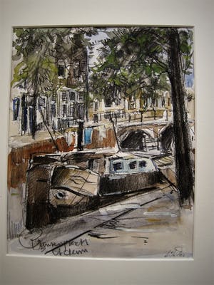 Louis van der Pol - Impressionistisch Aquarel "Amsterdam de Prinsengracht" ca. 1950 kopen? Bied vanaf 10!