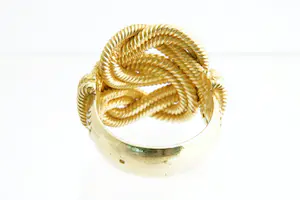 68 - Grote & zware (26gr) Surinaamse 18 Krt geelgouden heren "mattenklopper"ring kopen? Bied vanaf 960!