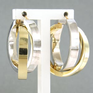 18k bicolor gouden creolen - afm. 3,0 cm x 1,1 cm kopen? Bied vanaf 350!