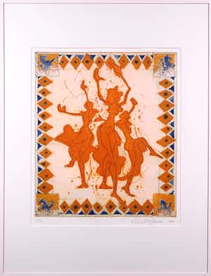 Ronald Tolman - Ets, Drie gratiën - Ingelijst verkocht voor € 40!