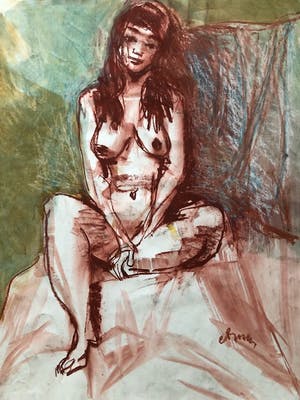 Ton Etman - zittend naakt in bruintinten kopen? Bied vanaf 45!