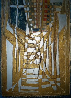 Wessel Dijkstra - Geometrisch abstract compositie, olieverf op 3D sculptuur (ingelijst) kopen? Bied vanaf 125!