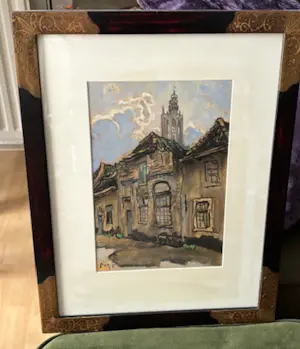 Adri Pieck - straatje in Amersfoort met zicht op de Onze Lieve Vrouwentoren kopen? Bied vanaf 150!