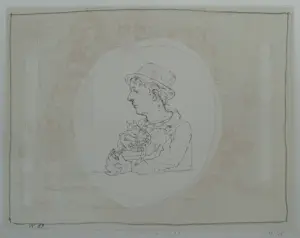 AcheterCo Westerik - handgesigneerde kleurenlitho | 'Zelfportret met poes' | 1989? Enchérissez de 200!