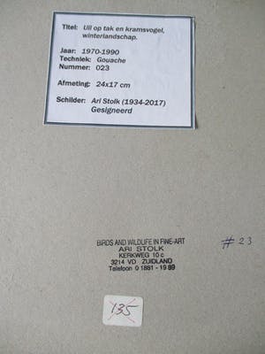 Ari Stolk - Uil op tak en kramsvogels in winterlandschap kopen? Bied vanaf 65!