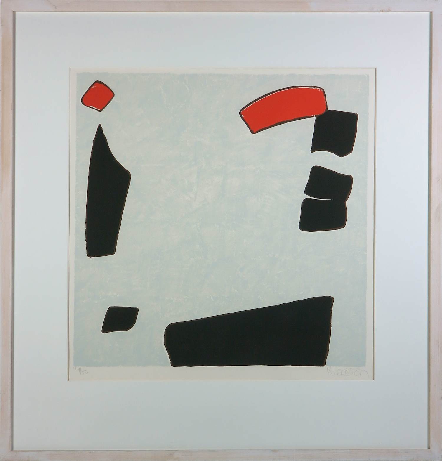 Wil Klaassen - Zeefdruk op papier, Z.T. Abstracte compositie - Ingelijst kopen? Bied vanaf 50!