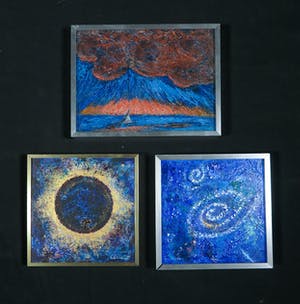 Bitia Rosendor - Lot van drie werken, acryl op hardboard- Ingelijst kopen? Bied vanaf 30!