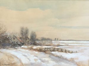 Gerrit van Jeveren - C4390-7 - Winters poldergezicht kopen? Bied vanaf 90!