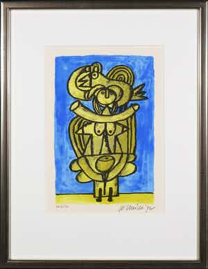 Corneille - Zeefdruk, Robotvrouw I - Ingelijst verkocht voor € 1!