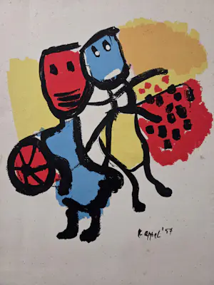 AcheterKarel Appel - Menukaart. Twee figuren. Naar werk uit 1957.? Enchérissez de 89!