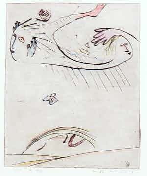 Henk Visch - Handgekleurde ets, De weg nr. 12 verkocht voor € 40!