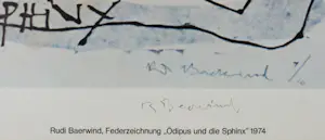 Rudi Baerwind - Lithografie 1978 "Ödipus und Sphinx 1974" Handsigniert. kopen? Bied vanaf 59!