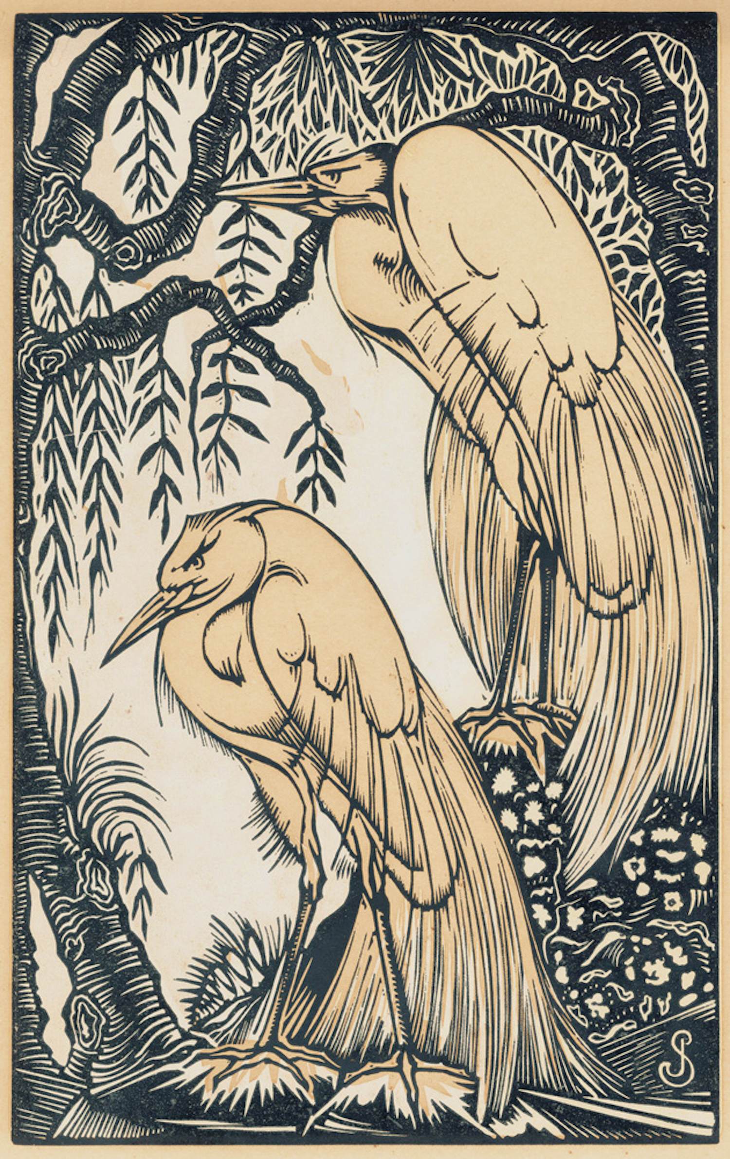 Jan Schonk - Twee zilverreigers verkocht voor € 75!