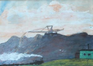 Menso Kamerlingh Onnes - Ingelijste Gouache: Stoomtrein bij steenkolenmijn kopen? Bied vanaf 295!