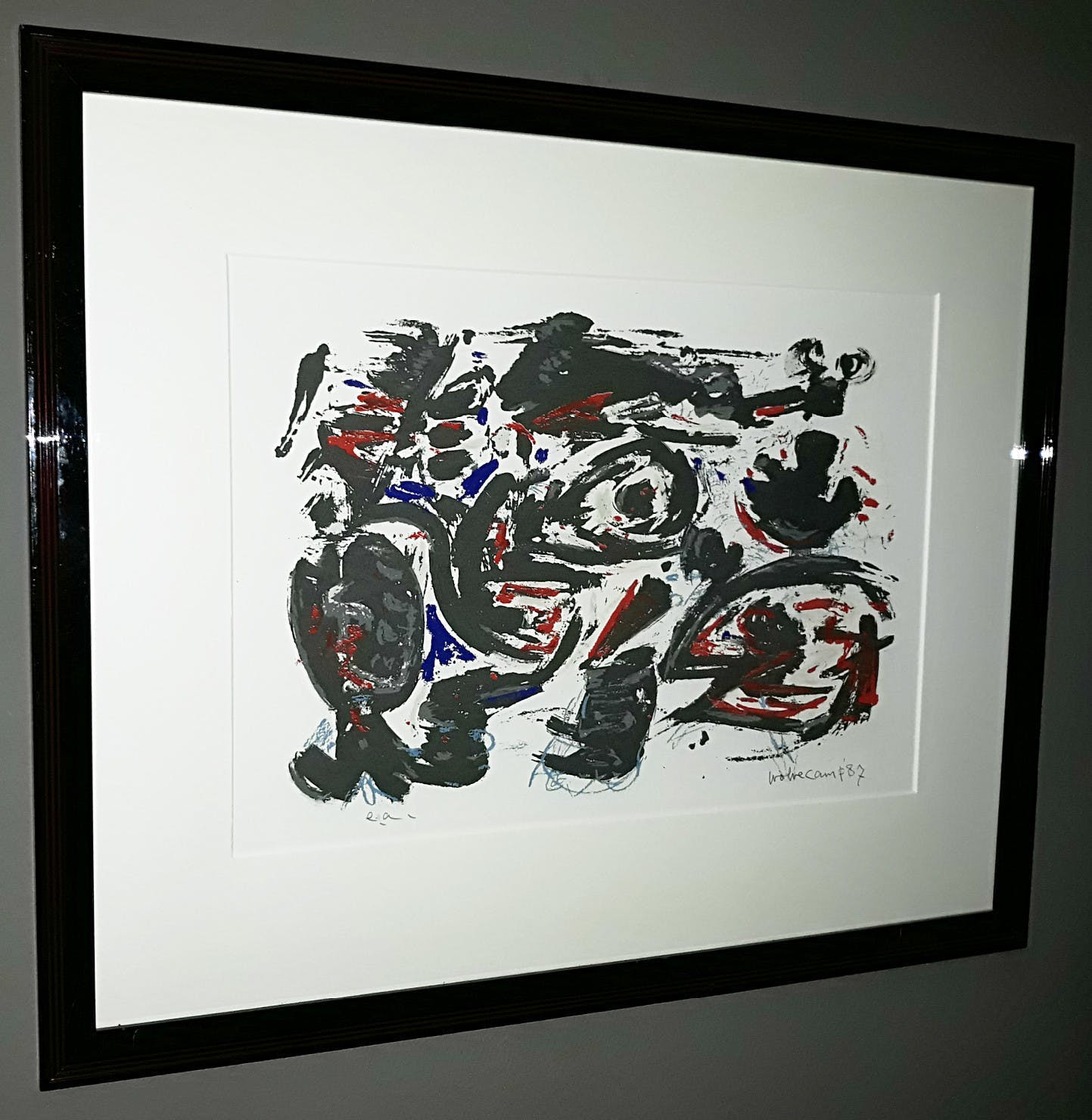 Theo Wolvecamp - Abstracte compositie, litho (mooi ingelijst) kopen? Bied vanaf 225!