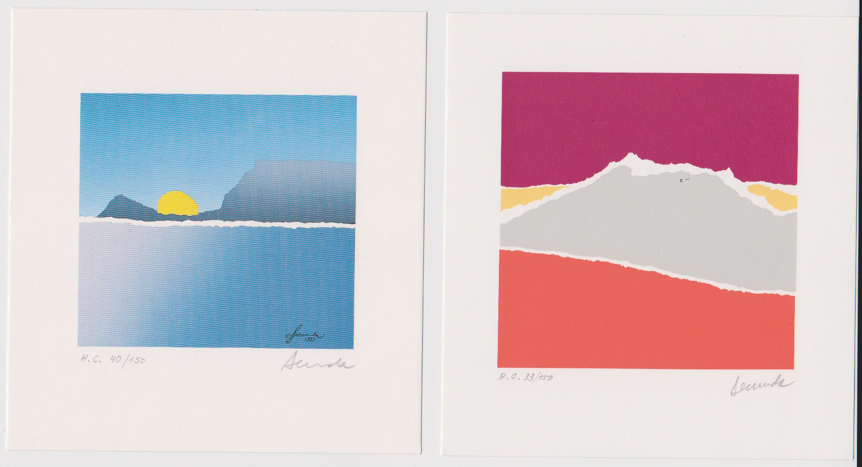 Arthur Secunda - Twee handgesigneerde lithografien: Winter en Herfst kopen? Bied vanaf 20!