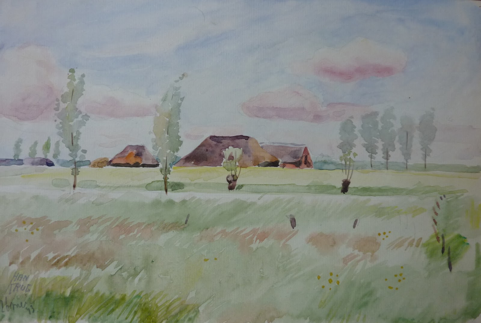 Han Krug - Aquarel Landschap 1943 verkocht voor € 35!