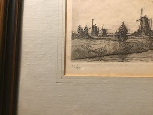 Jan van Rijsewijk - Twee maal ets van Kinderdijk door Jan van Rijsewijk kopen? Bied vanaf 1!