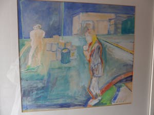 Wim Drion - Gouache op papier, titel. "Rendez-vous kopen? Bied vanaf 25!
