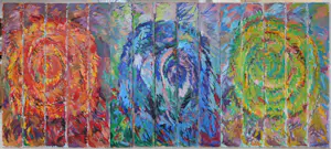 Frans Houkes - Olieverf op doek, Drie hooibalen (15-LUIK!) (Zeer Groot) kopen? Bied vanaf 300!