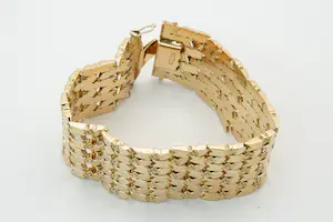 85 - Brede Retro 18 karaat rosé gouden armband met bloemmotief kopen? Bied vanaf 3350!