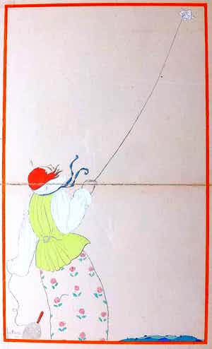 Lepape - Vintage pocoir published Paris for La Gazette du Bon Ton - 1914 verkocht voor € 1!