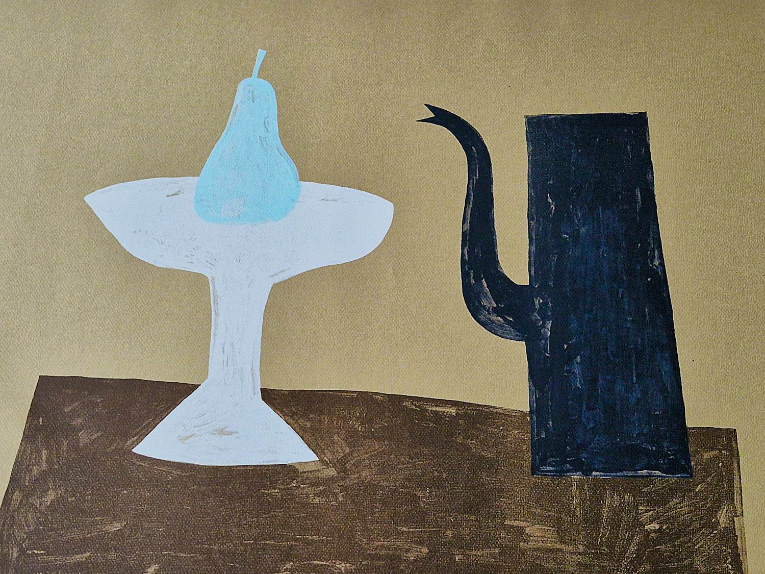 Klaas Gubbels - in zeer kleine oplage (15) gemaakte lithografie - "kan, schaal, peer" GROOT! kopen? Bied vanaf 326!