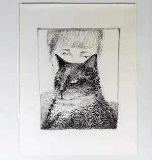 Arja van den Berg - Zelfportret met kat kopen? Bied vanaf 25!