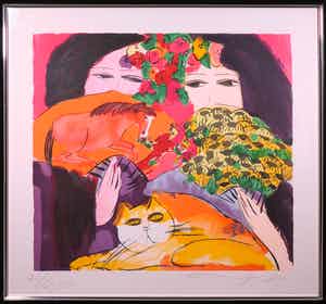 Walasse Ting - Litho, Springtime is here - Ingelijst (Zeer groot) verkocht voor € 450!