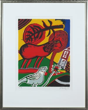 Corneille - Zeefdruk, Huit chats 7 - Ingelijst kopen? Bied vanaf 150!