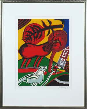 Corneille - Zeefdruk, Huit chats 7 - Ingelijst verkocht voor € 150!