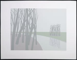 Doris Groeneveld - Zeefdruk, Landschap met bomen kopen? Bied vanaf 20!