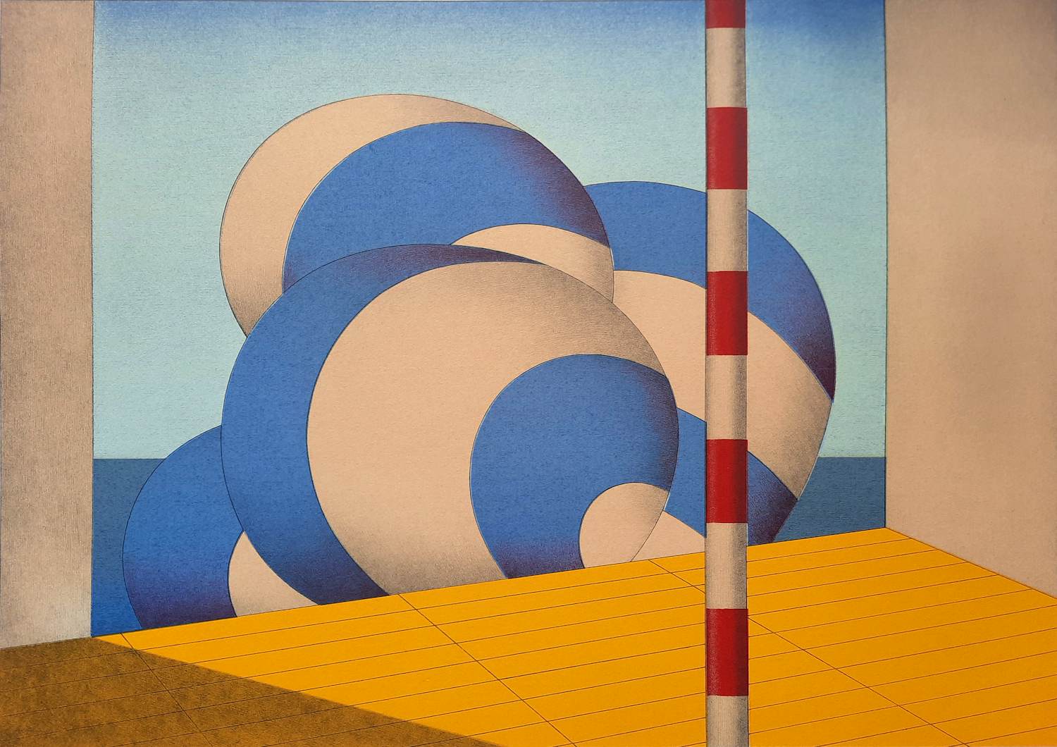 Buy Marinus Fuit - steendruk - Blauw witte Ballonnen - ingelijst - 25733? Bid from 65!