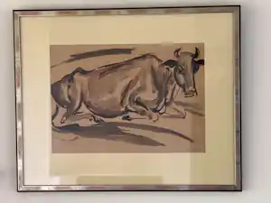 Buy Johan Dijkstra - Gewassen Inkttekening - Liggende Koe (1922)? Bid from 500!