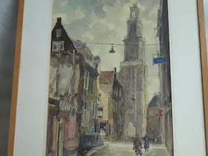 Willem Fekken - Ingelijste aquarel , Stadsgezicht Amsterdam , Westertoren - 68 x 48 cm kopen? Bied vanaf 1!