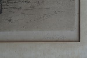 Louis Bron - Ets, Straatverkoper met ezel - gesigneerd & ingelijst – ca 1925 kopen? Bied vanaf 35!