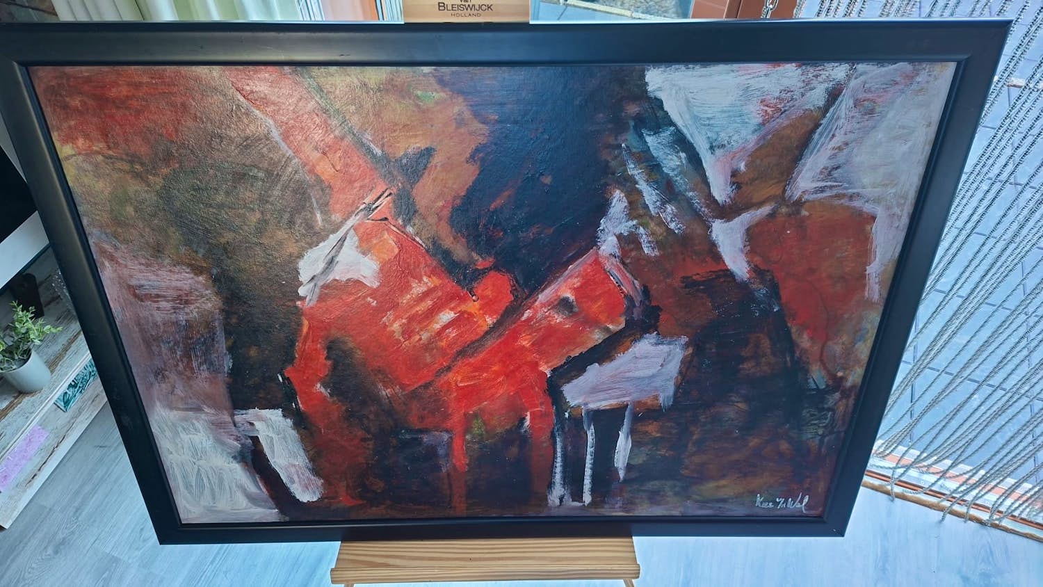 Kees van de Wal - Boomstronk" - Groot liggend abstract werk - 107 x 77 cm kopen? Bied vanaf 450!