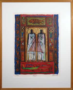 Eric Toebosch - Litho, Angeli - Ingelijst verkocht voor € 35!