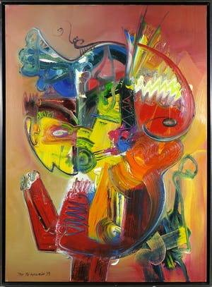 Jan te Wierik - Olieverf op doek, Z.T. Fabeldier - Ingelijst (Groot) kopen? Bied vanaf 2600!