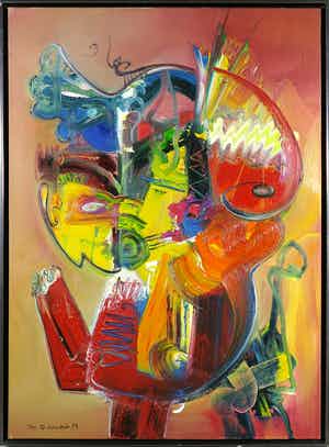 Jan te Wierik - Olieverf op doek, Z.T. Fabeldier - Ingelijst (Groot) verkocht voor € 2600!