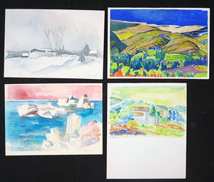 Joe Wols - Lot van vier aquarellen op papier, Landschap kopen? Bied vanaf 1!