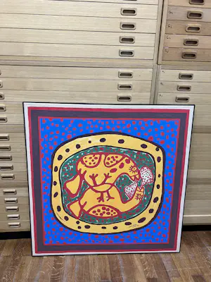 Corneille - Zeefdruk op canvas: LOVE BIRDS, 2009 kopen? Bied vanaf 1200!