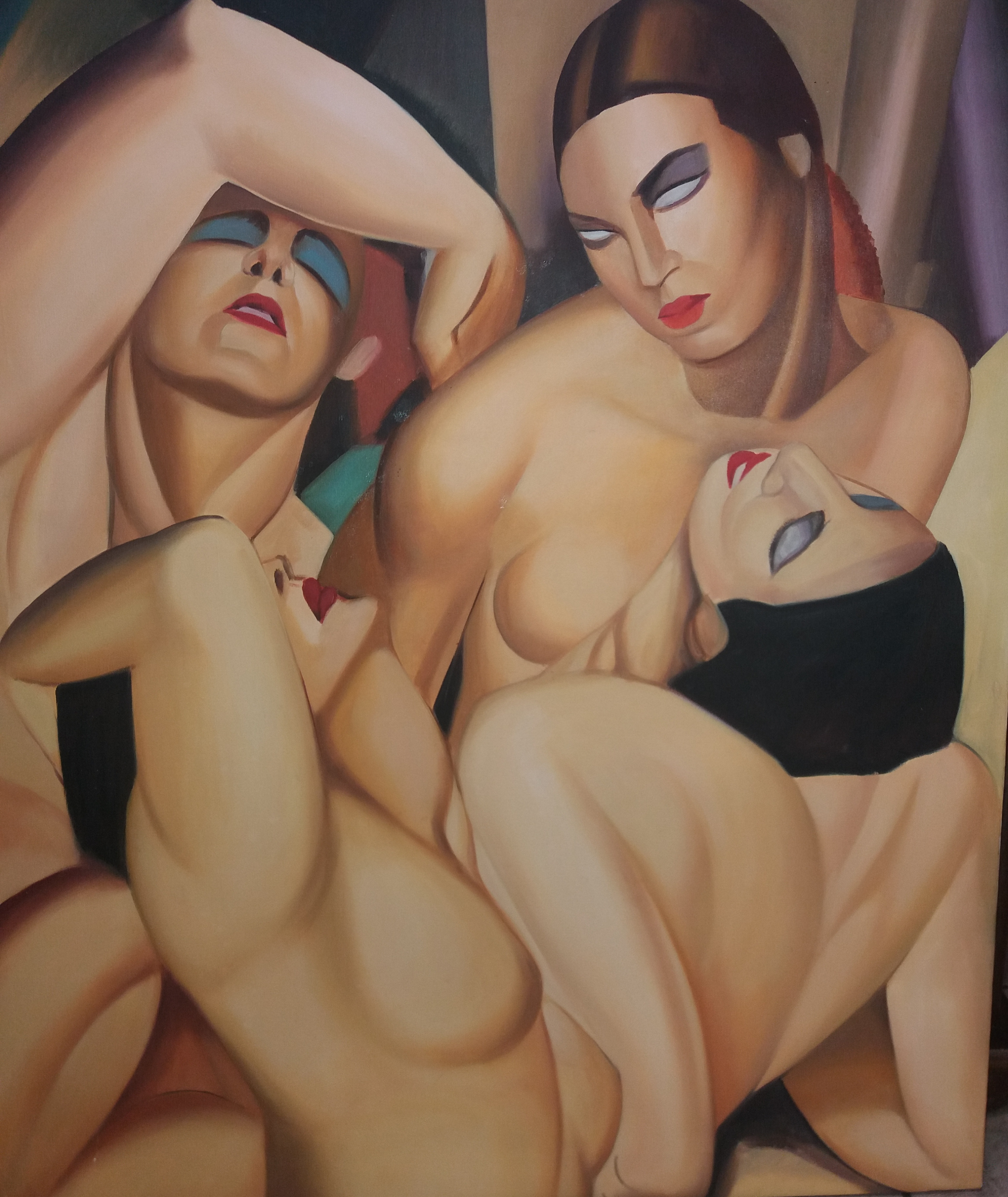 Niet of onleesbaar gesigneerd - Geschilderd naar Tamara de Lempicka verkocht voor € 650!