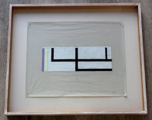 AcheterJac Bisschops - ingelijste krijttekening op papier: geometrische compositie - 1989? Enchérissez de 195!