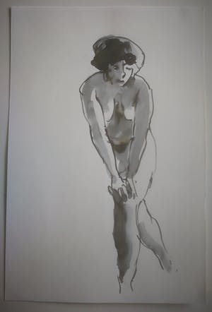 Niet of onleesbaar gesigneerd - 5x naakt. Zittende en staande dames. kopen? Bied vanaf 1!